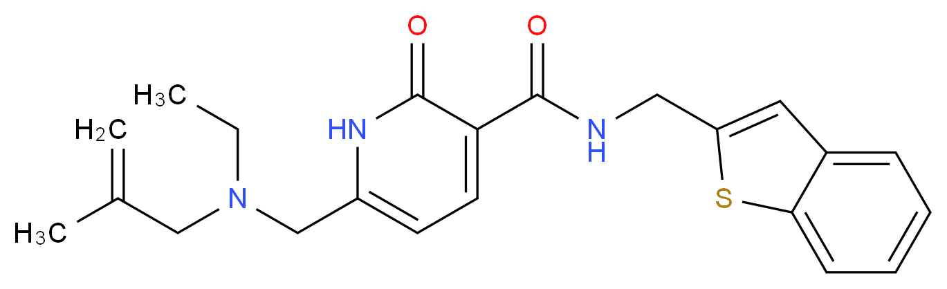 N-(1-benzothien-2-ylmethyl)-6-{[ethyl(2-methyl-2-propen-1-yl)amino]methyl}-2-oxo-1,2-dihydro-3-pyridinecarboxamide_分子结构_CAS_)