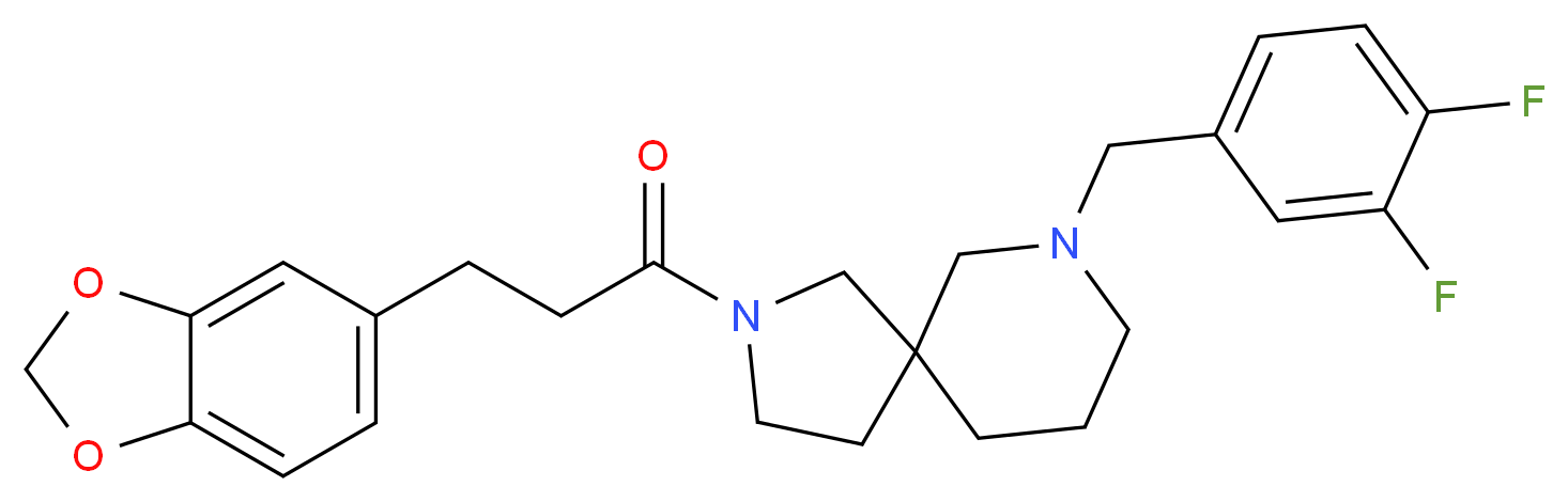 2-[3-(1,3-benzodioxol-5-yl)propanoyl]-7-(3,4-difluorobenzyl)-2,7-diazaspiro[4.5]decane_分子结构_CAS_)