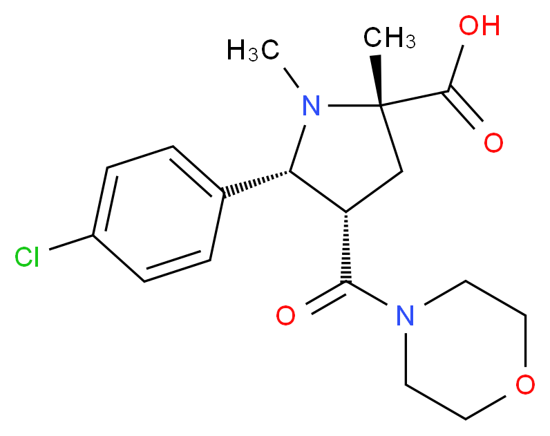 (2S*,4S*,5R*)-5-(4-chlorophenyl)-1,2-dimethyl-4-(morpholin-4-ylcarbonyl)pyrrolidine-2-carboxylic acid_分子结构_CAS_)
