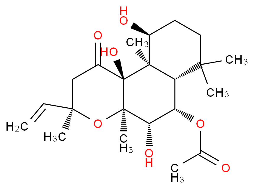 (3R,4aR,5S,6S,6aS,10S,10aR,10bS)-3-ethenyl-5,10,10b-trihydroxy-3,4a,7,7,10a-pentamethyl-1-oxo-dodecahydro-1H-naphtho[2,1-b]pyran-6-yl acetate_分子结构_CAS_64657-21-2