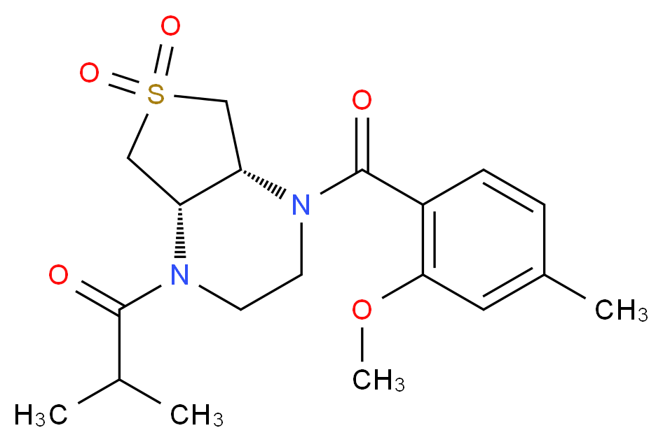 (4aR*,7aS*)-1-isobutyryl-4-(2-methoxy-4-methylbenzoyl)octahydrothieno[3,4-b]pyrazine 6,6-dioxide_分子结构_CAS_)