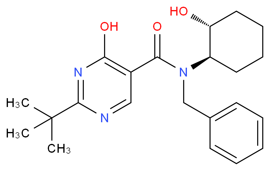 N-benzyl-2-tert-butyl-4-hydroxy-N-[(1R*,2R*)-2-hydroxycyclohexyl]pyrimidine-5-carboxamide_分子结构_CAS_)