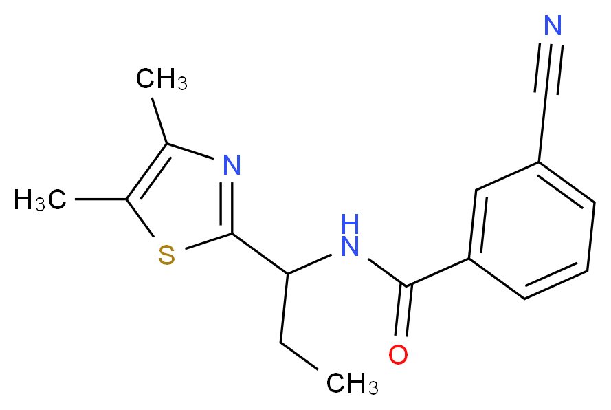 3-cyano-N-[1-(4,5-dimethyl-1,3-thiazol-2-yl)propyl]benzamide_分子结构_CAS_)