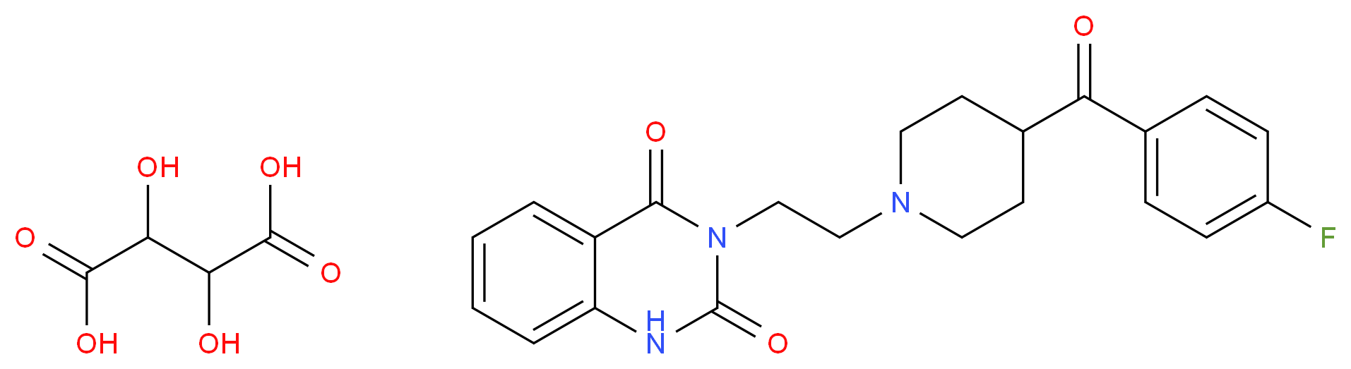 2,3-dihydroxybutanedioic acid; 3-{2-[4-(4-fluorobenzoyl)piperidin-1-yl]ethyl}-1,2,3,4-tetrahydroquinazoline-2,4-dione_分子结构_CAS_83846-83-7