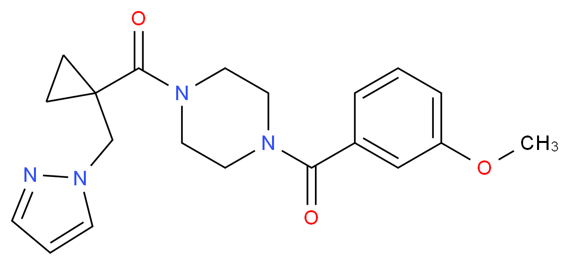 1-(3-methoxybenzoyl)-4-{[1-(1H-pyrazol-1-ylmethyl)cyclopropyl]carbonyl}piperazine_分子结构_CAS_)