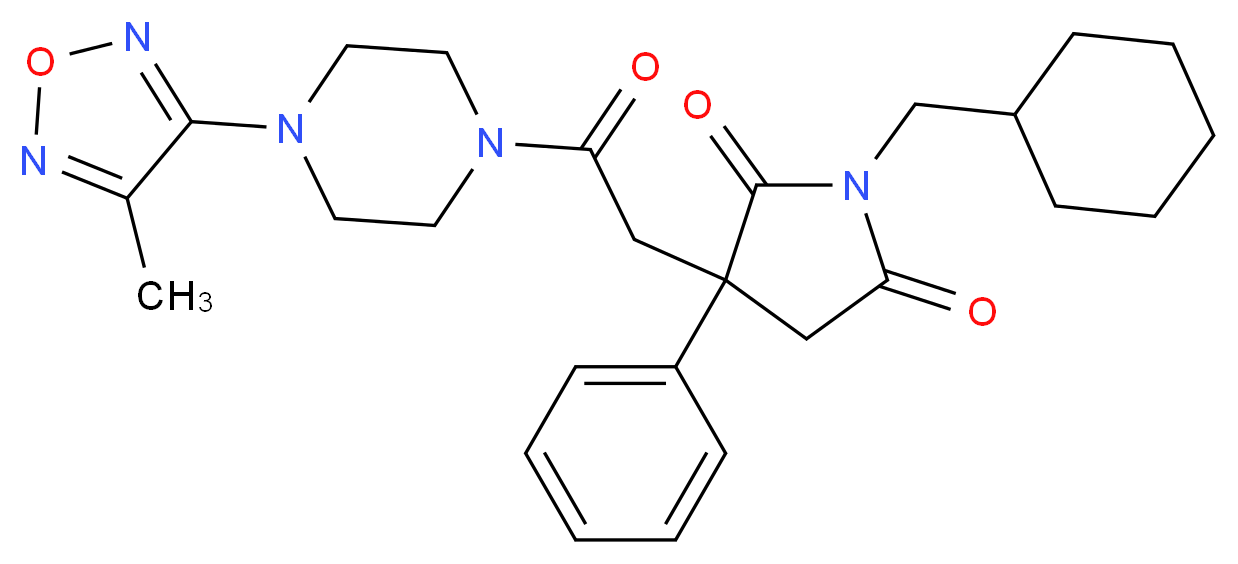 1-(cyclohexylmethyl)-3-{2-[4-(4-methyl-1,2,5-oxadiazol-3-yl)-1-piperazinyl]-2-oxoethyl}-3-phenyl-2,5-pyrrolidinedione_分子结构_CAS_)