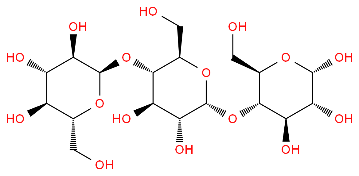 (2R,3R,4S,5S,6R)-2-{[(2R,3S,4R,5R,6R)-4,5-dihydroxy-2-(hydroxymethyl)-6-{[(2R,3S,4R,5R,6S)-4,5,6-trihydroxy-2-(hydroxymethyl)oxan-3-yl]oxy}oxan-3-yl]oxy}-6-(hydroxymethyl)oxane-3,4,5-triol_分子结构_CAS_1109-28-0