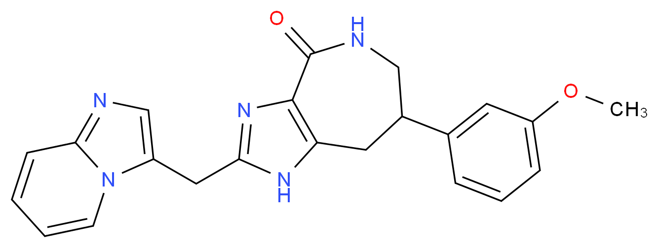 2-(imidazo[1,2-a]pyridin-3-ylmethyl)-7-(3-methoxyphenyl)-5,6,7,8-tetrahydroimidazo[4,5-c]azepin-4(1H)-one_分子结构_CAS_)