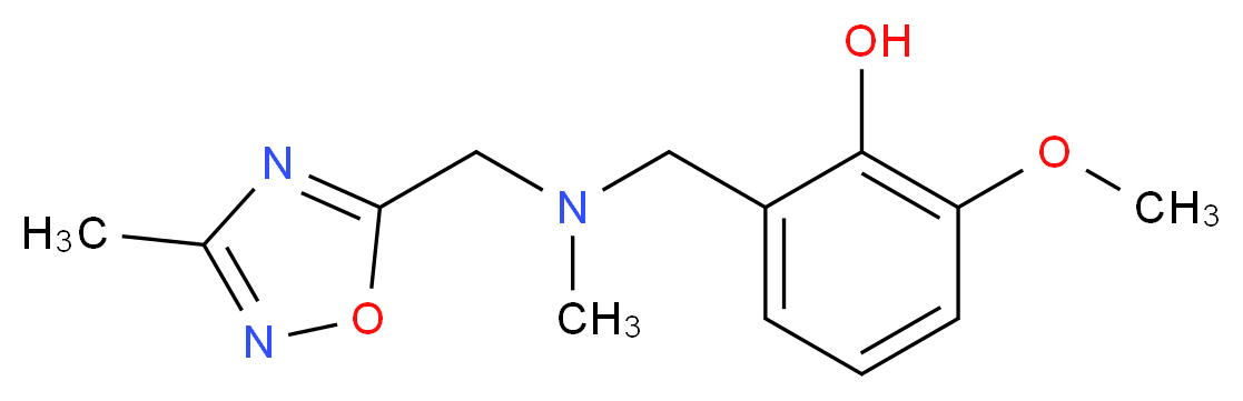 2-methoxy-6-({methyl[(3-methyl-1,2,4-oxadiazol-5-yl)methyl]amino}methyl)phenol_分子结构_CAS_)