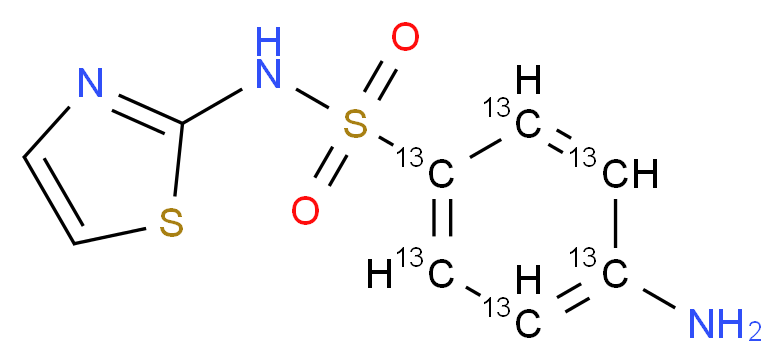 4-amino-N-(1,3-thiazol-2-yl)(1,2,3,4,5,6-<sup>1</sup><sup>3</sup>C<sub>6</sub>)benzene-1-sulfonamide_分子结构_CAS_1196157-72-8