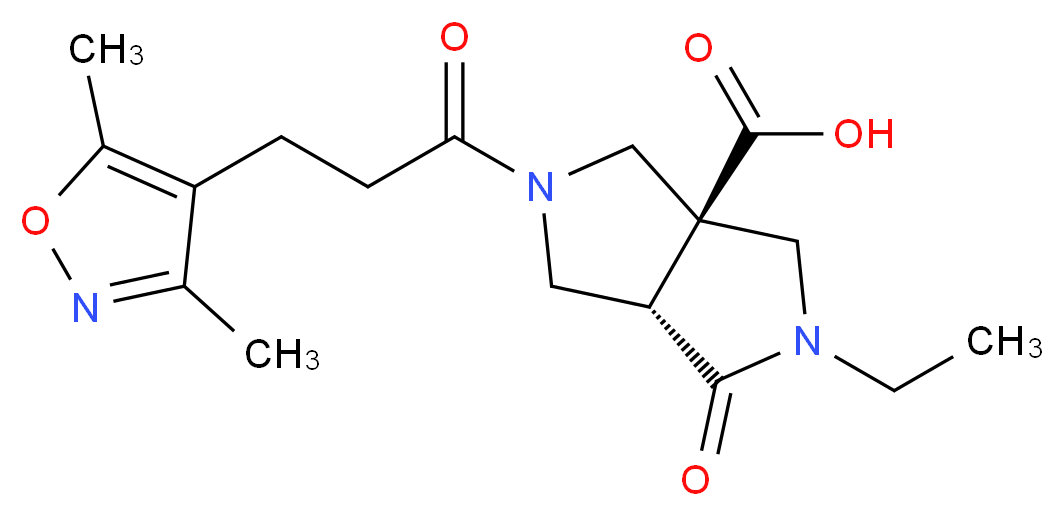 (3aS*,6aS*)-5-[3-(3,5-dimethylisoxazol-4-yl)propanoyl]-2-ethyl-1-oxohexahydropyrrolo[3,4-c]pyrrole-3a(1H)-carboxylic acid_分子结构_CAS_)