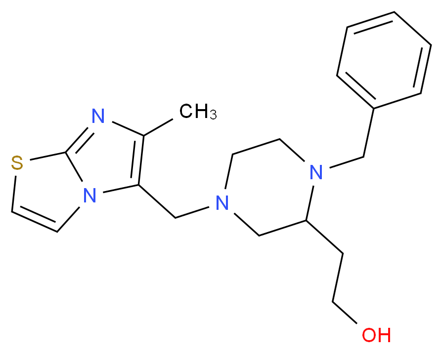 2-{1-benzyl-4-[(6-methylimidazo[2,1-b][1,3]thiazol-5-yl)methyl]-2-piperazinyl}ethanol_分子结构_CAS_)