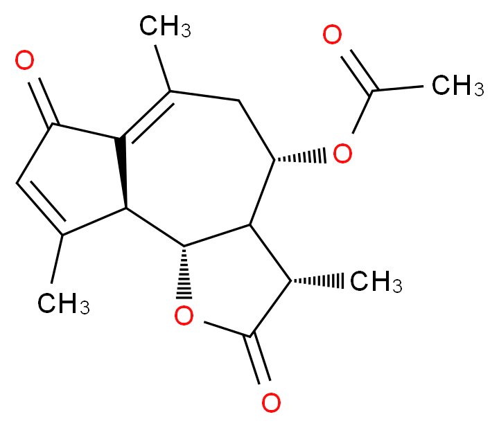 (3S,3aR,4S,9aS,9bR)-3,6,9-trimethyl-2,7-dioxo-2H,3H,3aH,4H,5H,7H,9aH,9bH-azuleno[4,5-b]furan-4-yl acetate_分子结构_CAS_5989-43-5