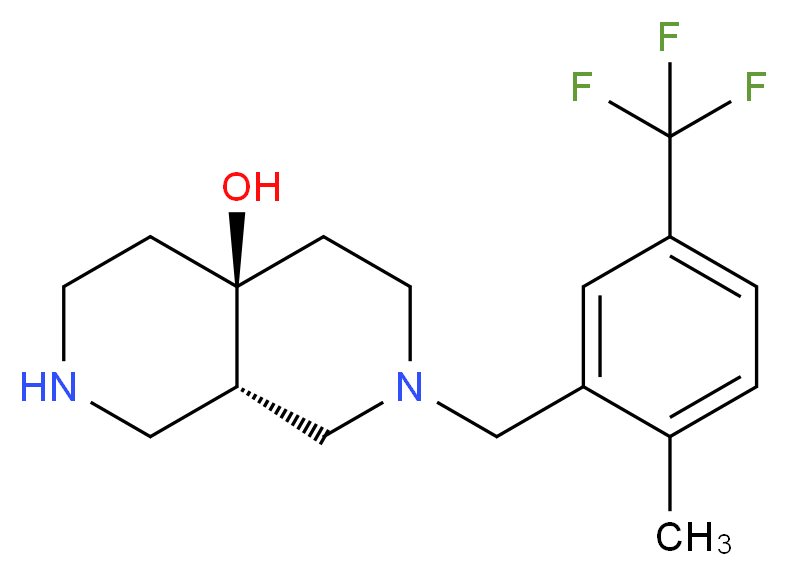 (4aS*,8aS*)-2-[2-methyl-5-(trifluoromethyl)benzyl]octahydro-2,7-naphthyridin-4a(2H)-ol_分子结构_CAS_)