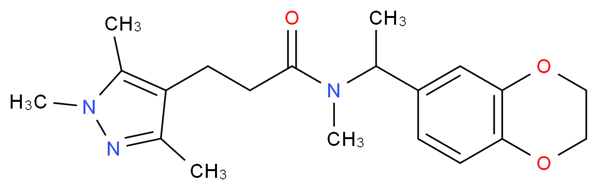 N-[1-(2,3-dihydro-1,4-benzodioxin-6-yl)ethyl]-N-methyl-3-(1,3,5-trimethyl-1H-pyrazol-4-yl)propanamide_分子结构_CAS_)