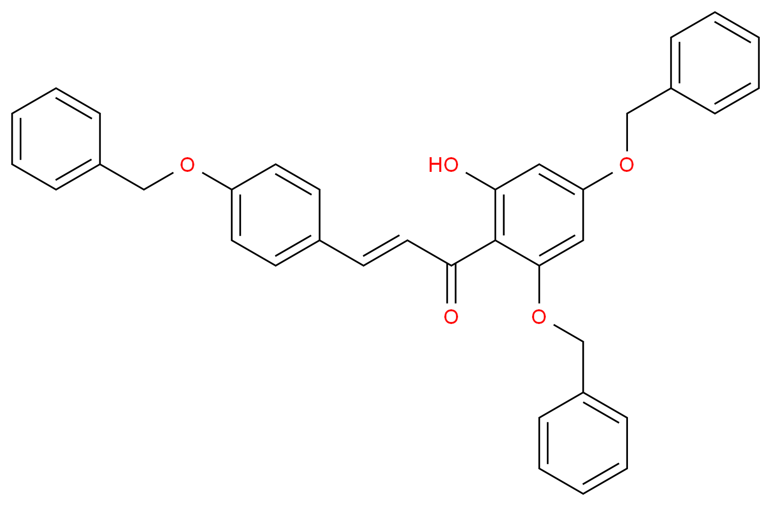 (2E)-3-[4-(benzyloxy)phenyl]-1-[2,4-bis(benzyloxy)-6-hydroxyphenyl]prop-2-en-1-one_分子结构_CAS_88607-79-8