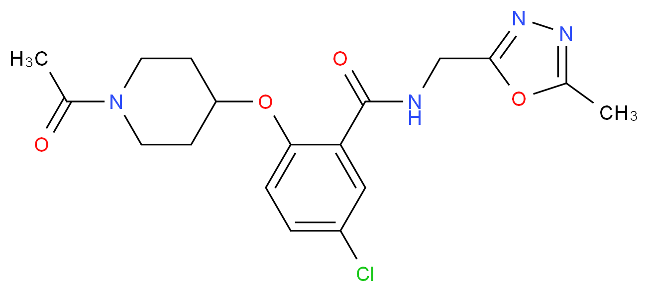 2-[(1-acetylpiperidin-4-yl)oxy]-5-chloro-N-[(5-methyl-1,3,4-oxadiazol-2-yl)methyl]benzamide_分子结构_CAS_)