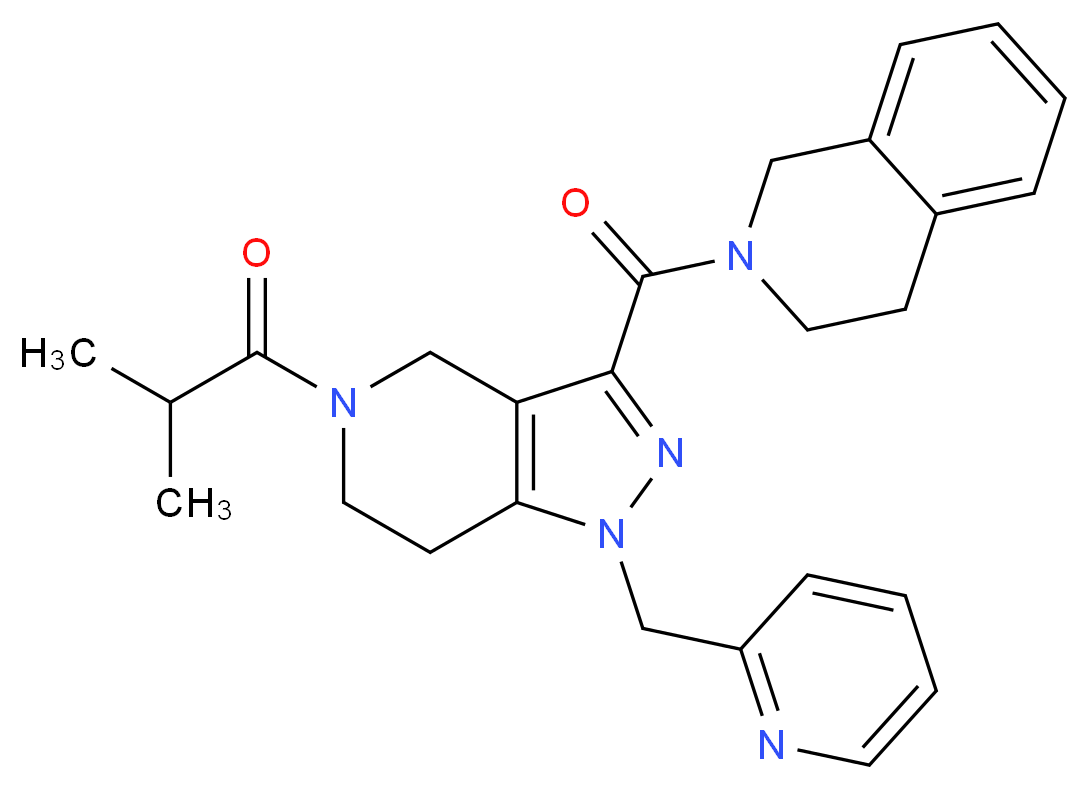 2-{[5-isobutyryl-1-(2-pyridinylmethyl)-4,5,6,7-tetrahydro-1H-pyrazolo[4,3-c]pyridin-3-yl]carbonyl}-1,2,3,4-tetrahydroisoquinoline_分子结构_CAS_)