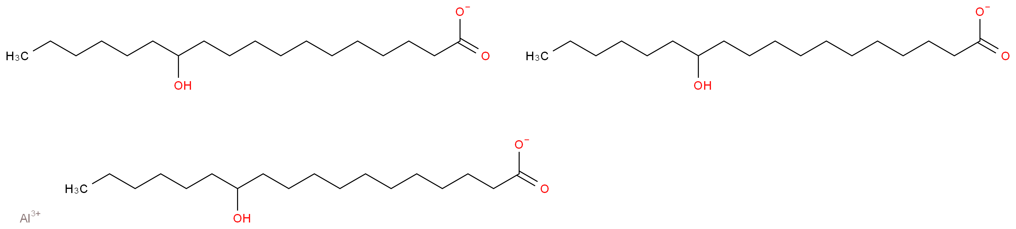 aluminium(3+) ion tris(12-hydroxyoctadecanoate)_分子结构_CAS_13329-66-3