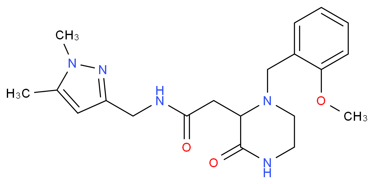 N-[(1,5-dimethyl-1H-pyrazol-3-yl)methyl]-2-[1-(2-methoxybenzyl)-3-oxo-2-piperazinyl]acetamide_分子结构_CAS_)