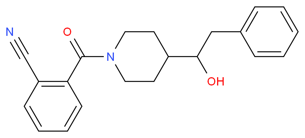 2-{[4-(1-hydroxy-2-phenylethyl)piperidin-1-yl]carbonyl}benzonitrile_分子结构_CAS_)