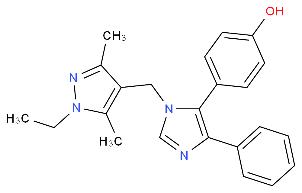 4-{1-[(1-ethyl-3,5-dimethyl-1H-pyrazol-4-yl)methyl]-4-phenyl-1H-imidazol-5-yl}phenol_分子结构_CAS_)