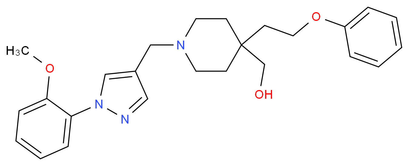 [1-{[1-(2-methoxyphenyl)-1H-pyrazol-4-yl]methyl}-4-(2-phenoxyethyl)-4-piperidinyl]methanol_分子结构_CAS_)