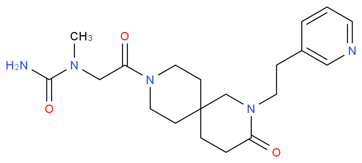 N-methyl-N-{2-oxo-2-[3-oxo-2-(2-pyridin-3-ylethyl)-2,9-diazaspiro[5.5]undec-9-yl]ethyl}urea (non-preferred name)_分子结构_CAS_)