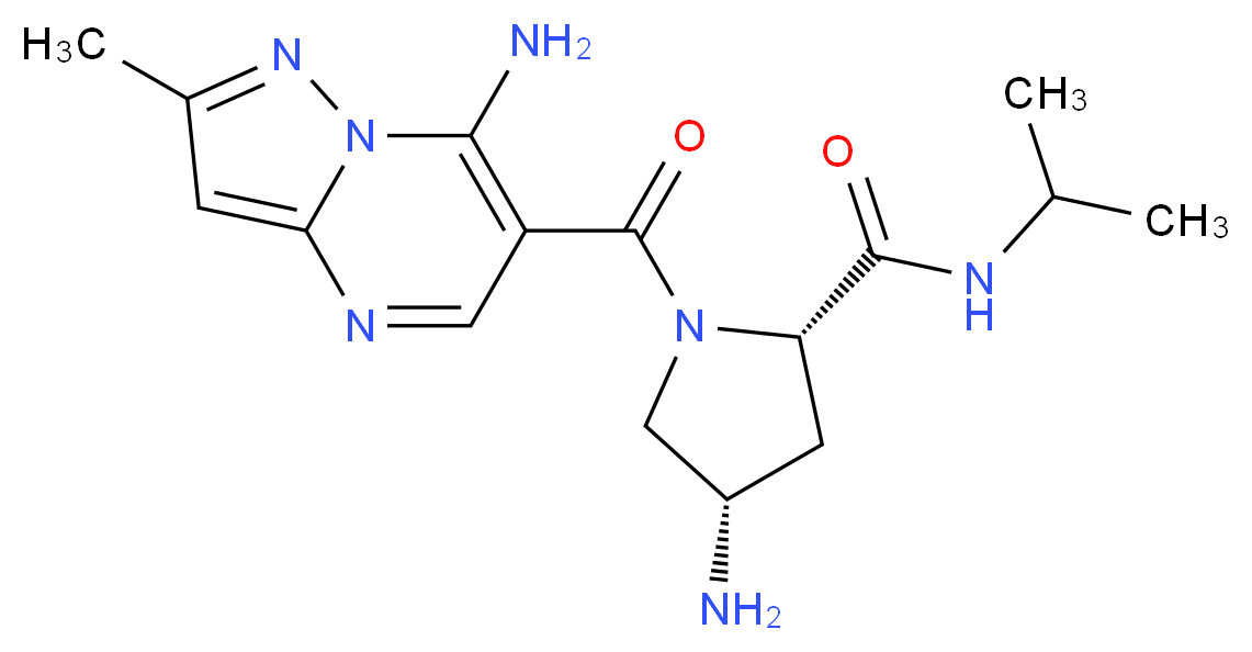 (4S)-4-amino-1-[(7-amino-2-methylpyrazolo[1,5-a]pyrimidin-6-yl)carbonyl]-N-isopropyl-L-prolinamide_分子结构_CAS_)