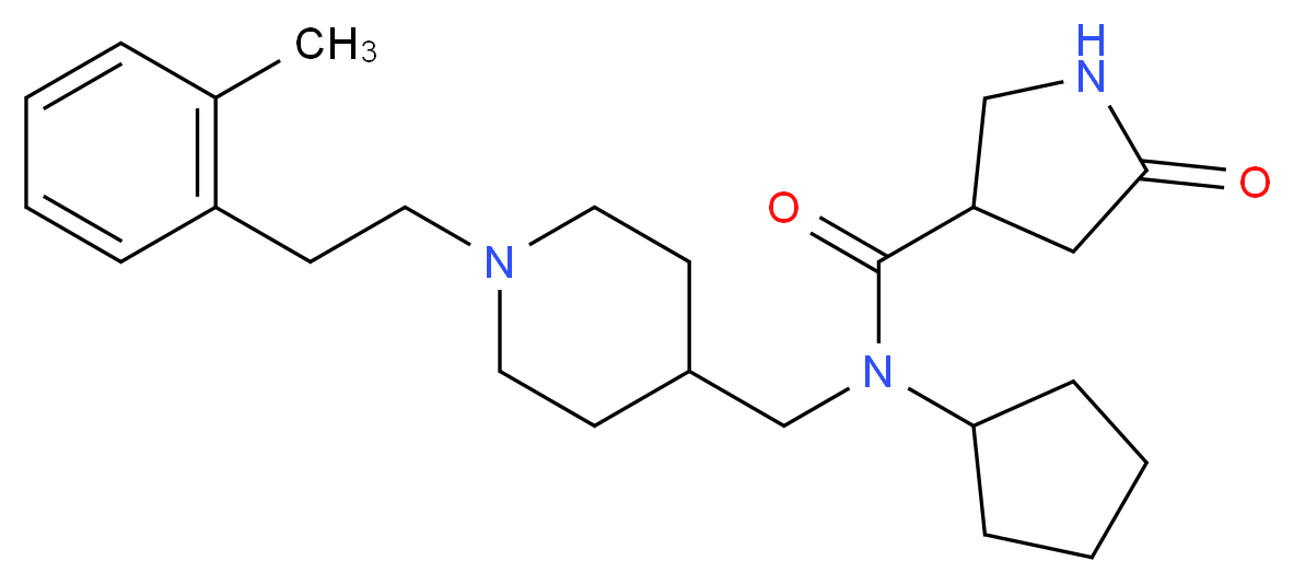 N-cyclopentyl-N-({1-[2-(2-methylphenyl)ethyl]-4-piperidinyl}methyl)-5-oxo-3-pyrrolidinecarboxamide_分子结构_CAS_)