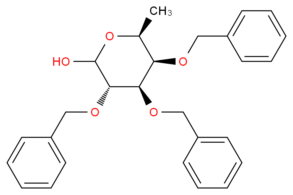 (3S,4R,5R,6S)-3,4,5-tris(benzyloxy)-6-methyloxan-2-ol_分子结构_CAS_60431-34-7