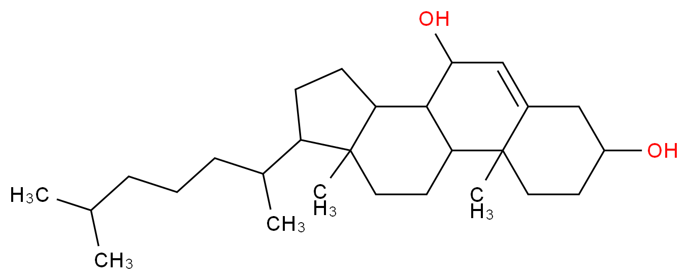 2,15-dimethyl-14-(6-methylheptan-2-yl)tetracyclo[8.7.0.0<sup>2</sup>,<sup>7</sup>.0<sup>1</sup><sup>1</sup>,<sup>1</sup><sup>5</sup>]heptadec-7-ene-5,9-diol_分子结构_CAS_566-27-8
