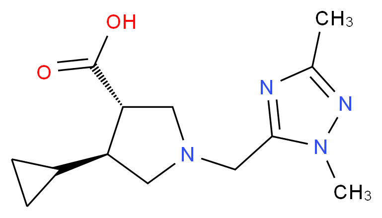 (3S*,4S*)-4-cyclopropyl-1-[(1,3-dimethyl-1H-1,2,4-triazol-5-yl)methyl]pyrrolidine-3-carboxylic acid_分子结构_CAS_)