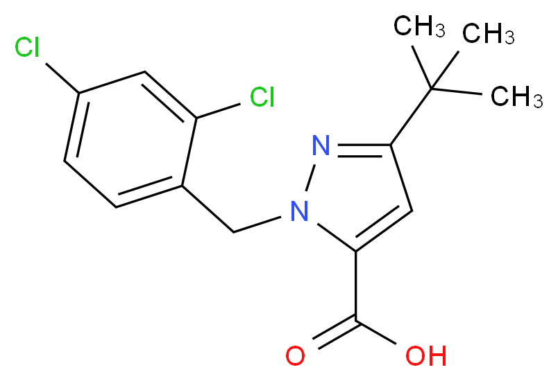 3-tert-butyl-1-[(2,4-dichlorophenyl)methyl]-1H-pyrazole-5-carboxylic acid_分子结构_CAS_306937-02-0