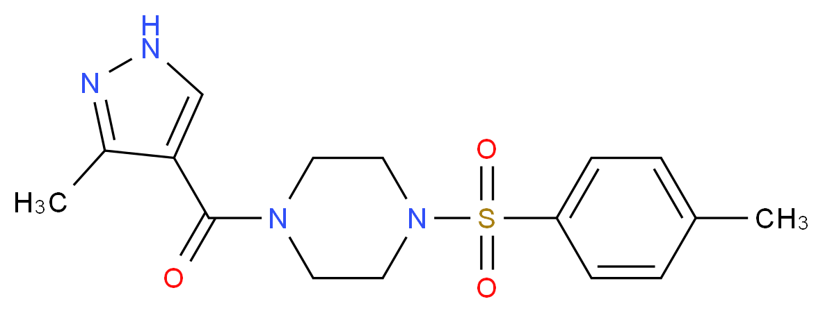 1-[(4-methylphenyl)sulfonyl]-4-[(3-methyl-1H-pyrazol-4-yl)carbonyl]piperazine_分子结构_CAS_)