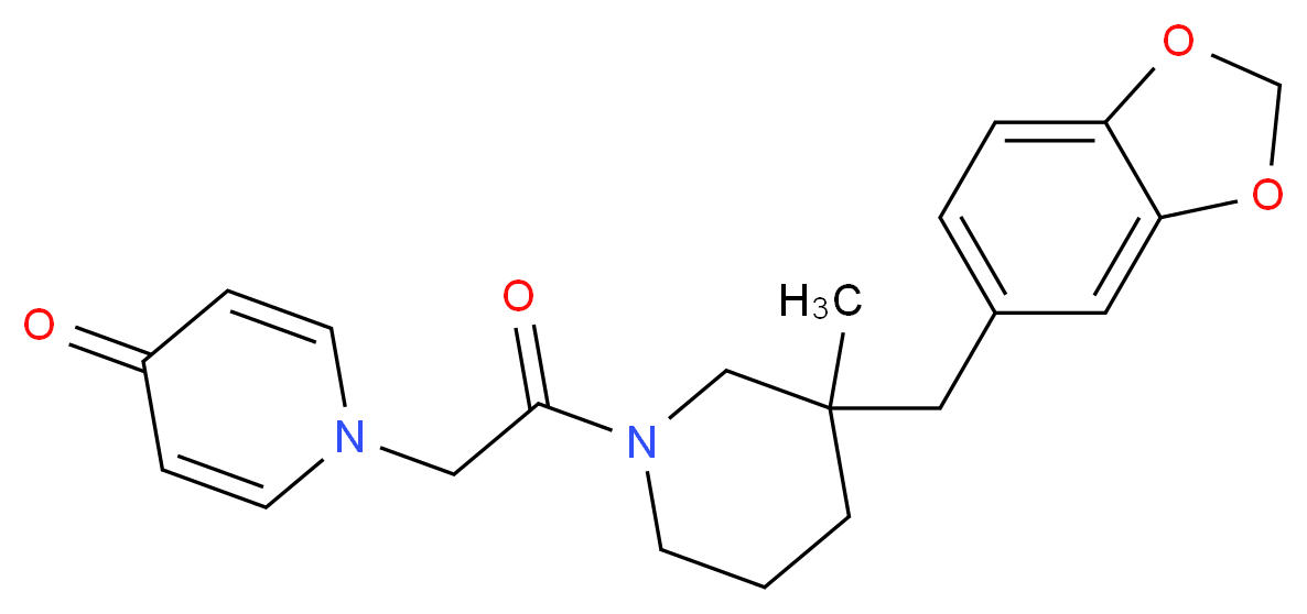1-{2-[3-(1,3-benzodioxol-5-ylmethyl)-3-methylpiperidin-1-yl]-2-oxoethyl}pyridin-4(1H)-one_分子结构_CAS_)