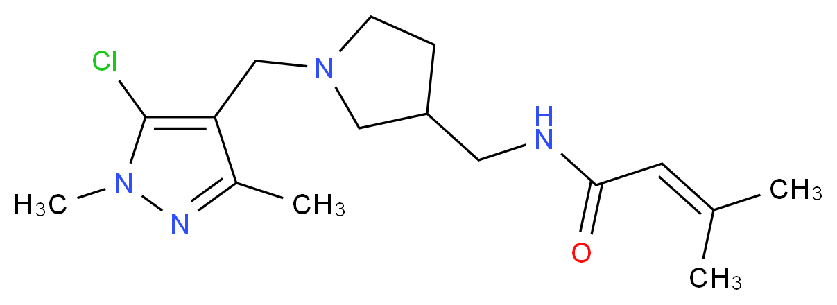 N-({1-[(5-chloro-1,3-dimethyl-1H-pyrazol-4-yl)methyl]pyrrolidin-3-yl}methyl)-3-methylbut-2-enamide_分子结构_CAS_)