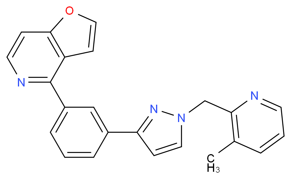 4-(3-{1-[(3-methyl-2-pyridinyl)methyl]-1H-pyrazol-3-yl}phenyl)furo[3,2-c]pyridine_分子结构_CAS_)