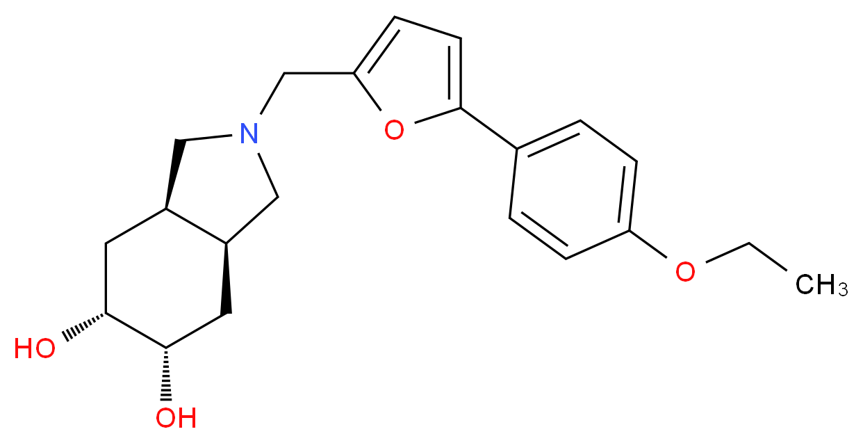 (3aR*,5R*,6S*,7aS*)-2-{[5-(4-ethoxyphenyl)-2-furyl]methyl}octahydro-1H-isoindole-5,6-diol_分子结构_CAS_)
