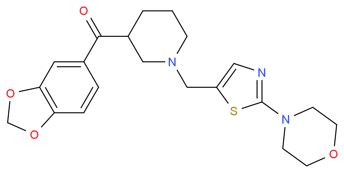 1,3-benzodioxol-5-yl(1-{[2-(4-morpholinyl)-1,3-thiazol-5-yl]methyl}-3-piperidinyl)methanone_分子结构_CAS_)
