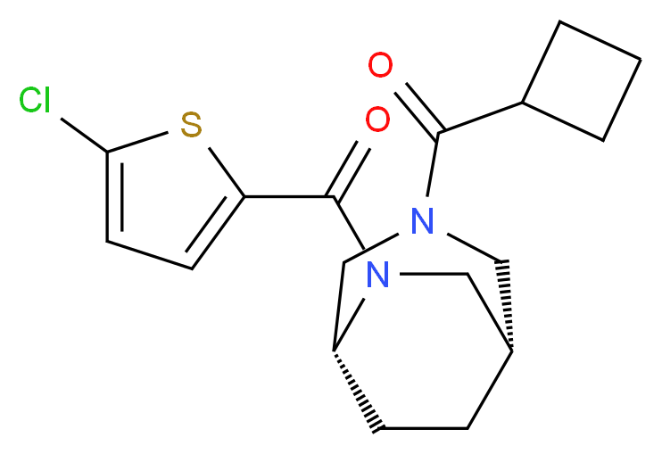 (1S*,5R*)-6-[(5-chloro-2-thienyl)carbonyl]-3-(cyclobutylcarbonyl)-3,6-diazabicyclo[3.2.2]nonane_分子结构_CAS_)
