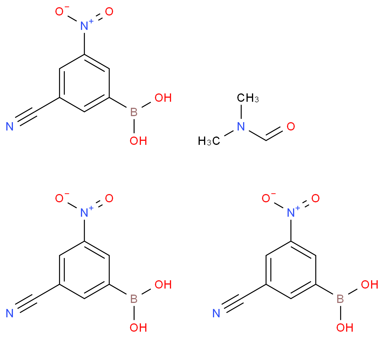 3-Cyano-5-nitrobenzeneboronic acid N,N-dimethylformamide (3:1) 97%_分子结构_CAS_)
