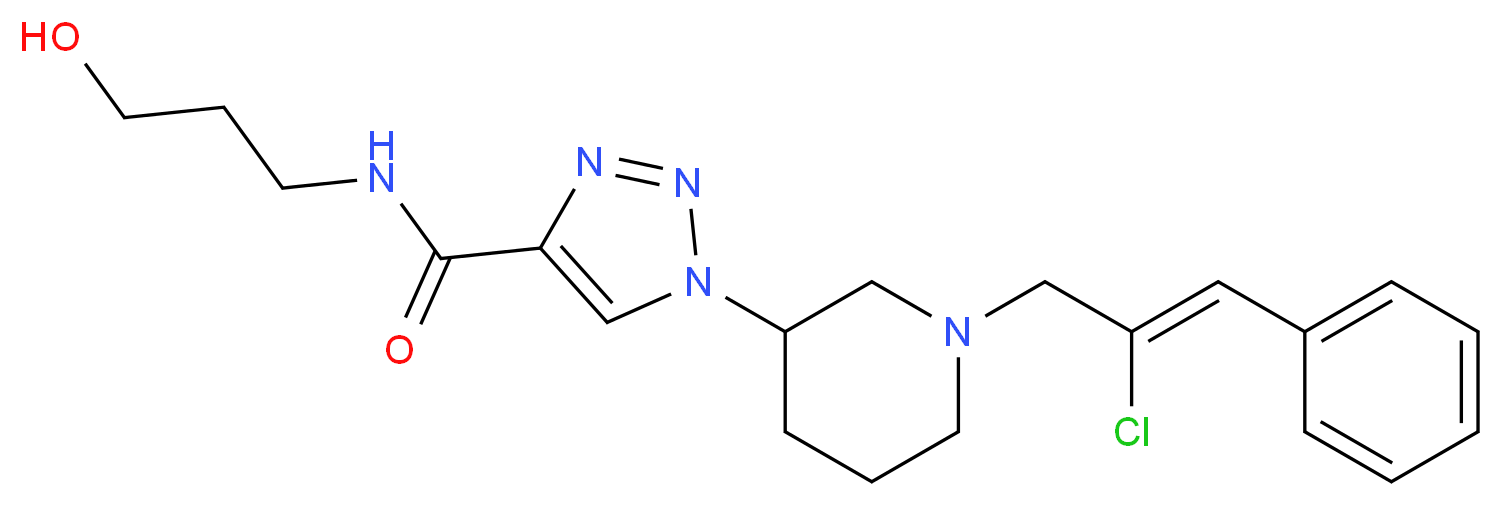 1-{1-[(2Z)-2-chloro-3-phenyl-2-propen-1-yl]-3-piperidinyl}-N-(3-hydroxypropyl)-1H-1,2,3-triazole-4-carboxamide_分子结构_CAS_)