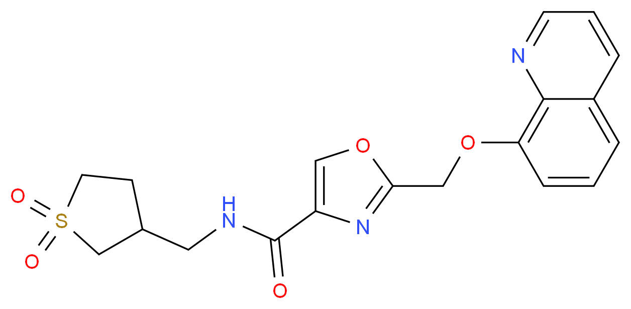N-[(1,1-dioxidotetrahydro-3-thienyl)methyl]-2-[(quinolin-8-yloxy)methyl]-1,3-oxazole-4-carboxamide_分子结构_CAS_)