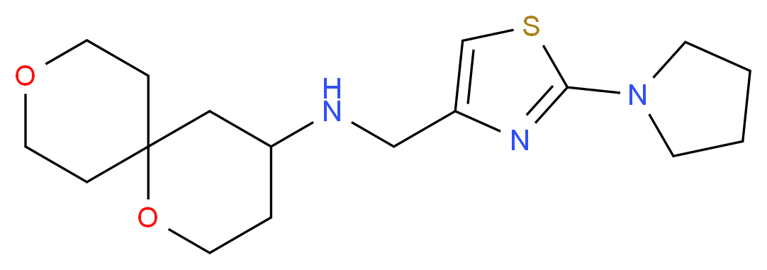 1,9-dioxaspiro[5.5]undec-4-yl[(2-pyrrolidin-1-yl-1,3-thiazol-4-yl)methyl]amine_分子结构_CAS_)