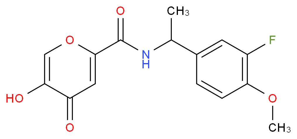 N-[1-(3-fluoro-4-methoxyphenyl)ethyl]-5-hydroxy-4-oxo-4H-pyran-2-carboxamide_分子结构_CAS_)