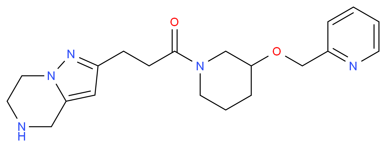2-{3-oxo-3-[3-(2-pyridinylmethoxy)-1-piperidinyl]propyl}-4,5,6,7-tetrahydropyrazolo[1,5-a]pyrazine_分子结构_CAS_)