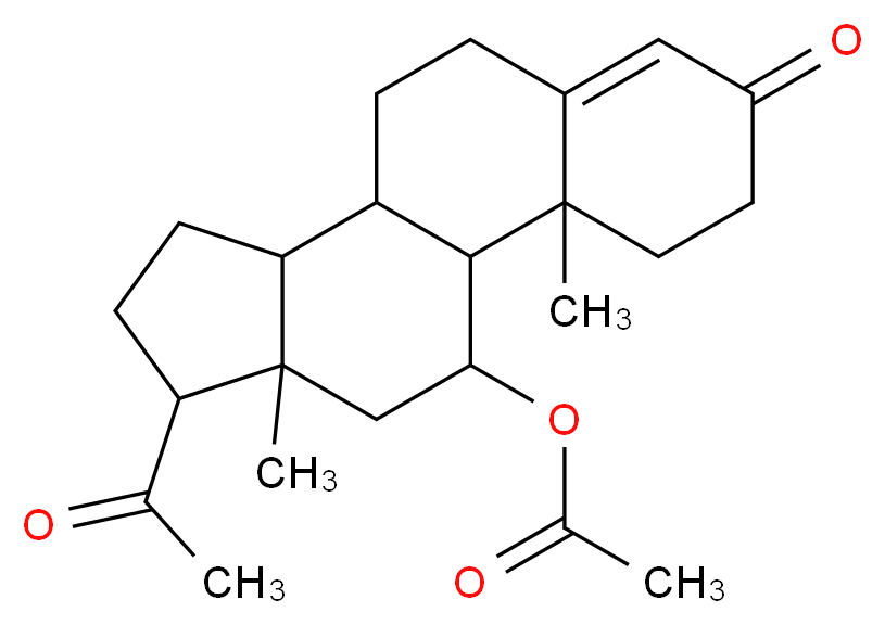 14-acetyl-2,15-dimethyl-5-oxotetracyclo[8.7.0.0<sup>2</sup>,<sup>7</sup>.0<sup>1</sup><sup>1</sup>,<sup>1</sup><sup>5</sup>]heptadec-6-en-17-yl acetate_分子结构_CAS_2268-98-6