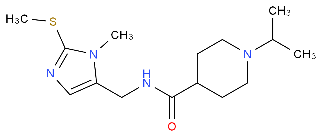 1-isopropyl-N-{[1-methyl-2-(methylthio)-1H-imidazol-5-yl]methyl}-4-piperidinecarboxamide_分子结构_CAS_)