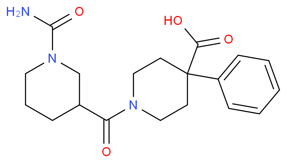 1-{[1-(aminocarbonyl)-3-piperidinyl]carbonyl}-4-phenyl-4-piperidinecarboxylic acid_分子结构_CAS_)